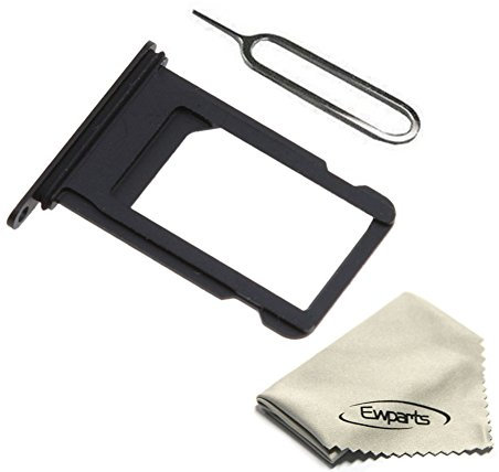 Ewparts for iPhone 7 Plus Sim Card Tray Replacement with Waterproof Rubber & Eject Pin (Black)