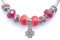 Collar de acero inoxidable Charms Thurcolas modelo Manhattan con colgante en forma de trébol con cristales rojos