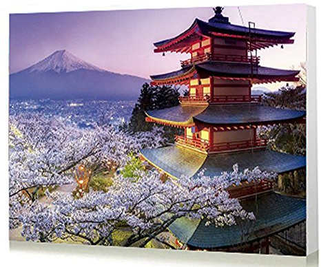 WOWDECOR Art Supplies Mount Fuji Japanese Landscape DIY Paint by Numbers Kits 40 x 50cm with Painting Brushes Canvas (Framed)