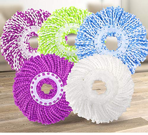 5 Replacement Mop Micro Head Refill for 360° Spin Magic Mop-Microfiber Replacement Mop Head-Round Shape Standard Size