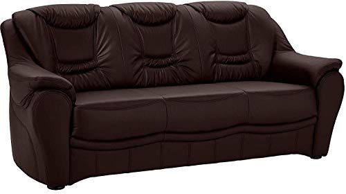 Cavadore 3-Sitzer Bansa mit Federkern / Polstercouch in Kunstleder / 198 x 94 x 95 / Lederoptik Braun