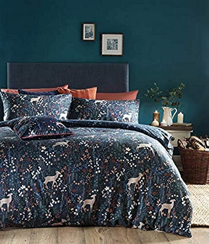 Furn Richmond Duvet Cover Set-Polycotton-Midnight Blue-Double Size, Cotton