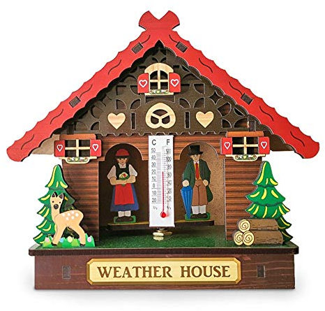 Easy-topbuy Wetter Wouse, Kreative Barometer Thermometer Hygrometer Mit Mann Und Frau, Heimtextilien Wandbehang Ornamente, 15x6x12cm
