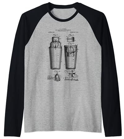 Bartender Barman Gift Drink Shaker & Mixer Patent Maglia con Maniche Raglan