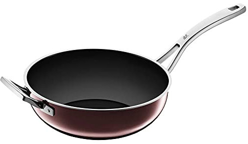 WMF Fusiontec Mineral Wokpfanne Induktion 28 cm, Wok, High-Tech Keramik, backofenfest, kratzfest, dunkelrot