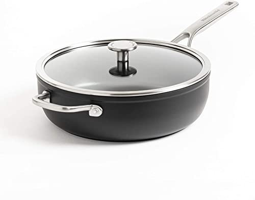 KitchenAid Forged Hardened Schmorpfanne (28cm/4,6L), Antihaftbeschichtet, 3-lagig aus deutscher Entwicklung, Edelstahlgriff, Induktionsgeeignet, Backofengeeignet, Schwarz