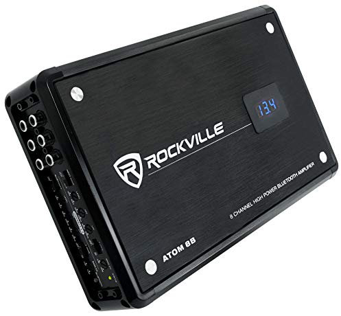 Rockville ATOM 8B 3500W 8-Channel Marine Amplifier 4 Ohm, Bluetooth Streaming, IPX5 Water-Resistant, Compact Design for Boats and Yachts