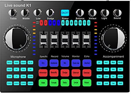 Cambiador de voz para teléfono y ordenador, tarjeta de sonido en vivo HIFI, tablero mezclador de transmisión de Audio por Bluetooth 5,0, transmisión Universal de múltiples efectos