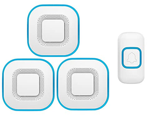 LWPCP Sonnette sans Fil avec 3 Récepteurs - Carillon De Sonnette De Porte sans Fil Étanche Et Étanche, Portée De 1000 Pieds, 38 Carillons, Volume À 4 Niveaux avec Flash LED,Blanc