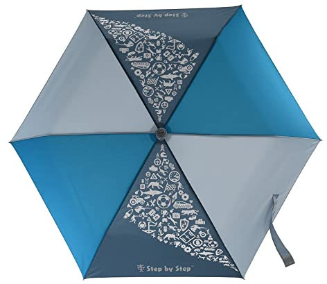 Step by Step Regenschirm Blue, türkis-blau, Magic Rain Effect, Doppler für Kinder, inkl. Farbwechsel, Tasche und Handschlaufe, für die 1. bis 4. Klasse