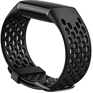Dkings Armband Kompatibel mit Fitbit Charge 5 Aktivitäts-Tracker - Verstellbarer Sport Uhrenarmband Replacement Wechselarmband Ersatzarmband für Fitbit Charge 5 Smartwatch (Schwarz)