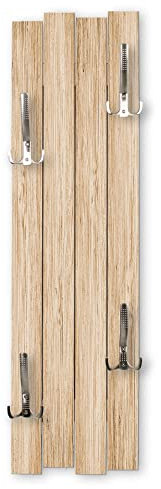 Kreative Feder Wand-Garderobe Holz beige Shabby-Chic Vintage ca. 100x30cm mit vier Haken (Holz beige)