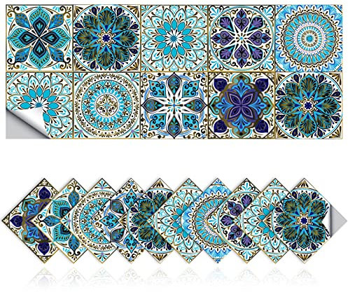 Cendray Fliesenaufkleber, Retro-Fliesenaufkleber für Badezimmer, Küche und Heimwerker, ölfestes wasserdichtes PVC selbstklebend Marokko-Stil Dekoration (20,20x20cm)