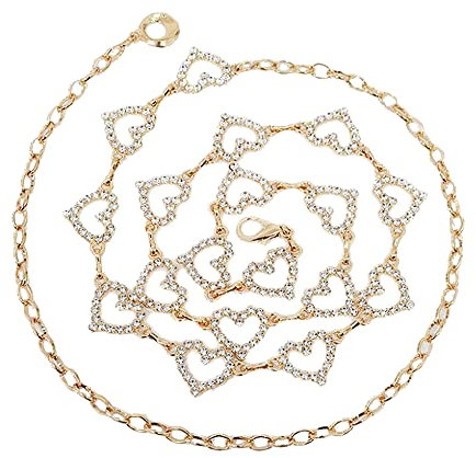 MEGAUK Damen Bling-Bling Strass Brautgürtel Kettengürtel Taillengürtel Hüftgurt Strassbrautgürtel Metall Kette Gürtel - Ideal für Kleid Hochzeit Party Brautjungfernkleider