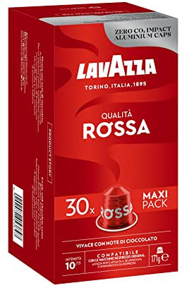 Lavazza Espresso Qualita Rossa , vollmundiger und ausgewogener Espresso, 30 Kapseln, Nespresso kompatibel