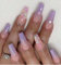 BSLVWG Long False Nails Gold Foil Press On Ballerina Acrylic Stick On 24pcs for Women and Girls (08) (J)