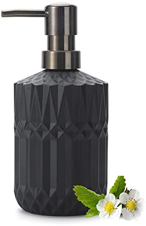 IVAILEX Glas Seifenspender Hand Seifenspender 12oz/390ml Seifenspender Bad Küche Seifenspender/Lotion Spender mit ABS Plastikpumpe Klare Seifenspender (Schwarz)