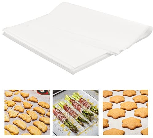 HaWare Greaseproof Cookies Baking Paper Sheets, 200 Pcs Precut White Parchment Paper for Steaming Cooking Grilling, Healthy& Non-Stick, 33x23 cm, Fit Oven Tray for Bread/Meat/Pizza