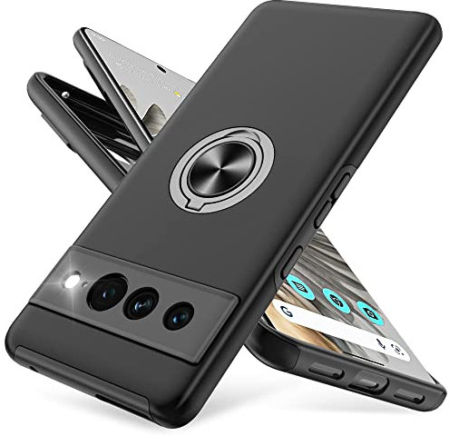 Kompatibel mit Google Pixel 7 Pro Case, Eingebetteter Ständer Hülle Militärgrad Schutzhülle Starke Stoßfestigkeit Hülle für Google Pixel 7 Pro Schwarz