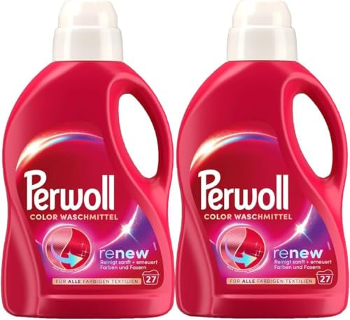 Perwoll Renew Color (2x25 Waschladungen), Color Waschmittel für farbige Wäsche, Feinwaschmittel stärkt die Fasern und verbessert die Farbintensität, intensive Frische
