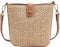 Sac à bandoulière en paille pour femme, sac à bandoulière en rotin fait à la main, sangles en cuir tissé à la main, pochette de vacances, marron, Taille unique