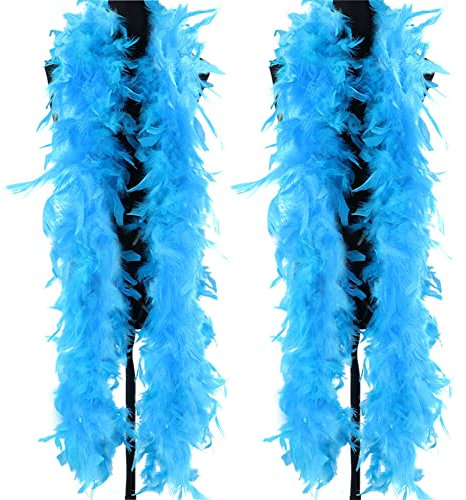 BYNYXI 2 Stück Flauschige Federboa, 2M Federschal Truthahnfedern Federboa Lametta Fäden Weihnachten Damen Federn Schal Bunte Federboa zum Basteln Kostüme für Damen Karneval Fasching Mottoparty