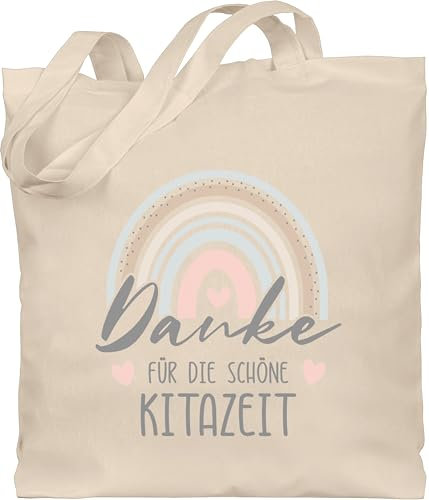 Baumwolltasche - Erzieher - Taschen - Danke für die schöne Kitazeit Boho Regenbogen - Unisize - Naturweiß - geschenk erzieherin erziehertaschen kindergärtner kita tasche geschenke erzieherinnen