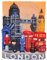 WitnyStore Winzige Wahrzeichen von London Sonnenuntergang Himmel Hintergrund England Westeuropa Touristenattraktionen Harz Kühlschrank Magnet Reisende Souvenir Geschenk Memento 3D Kühlschrankmagnete