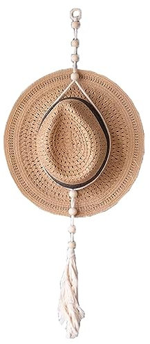 Herfair Makramee-Hut-Aufhänger,Boho-Hut-Kleiderbügel für Wand-Display,Frauen Hutständer Handmade Cotton Rope,Dekorativer Kappenhalter für Mützen mit breiter Krempe (A)