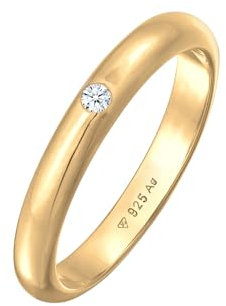 Elli Ring Damen Solitär Klassiker mit Diamant (0.03 ct.) in 925 Sterling Silber
