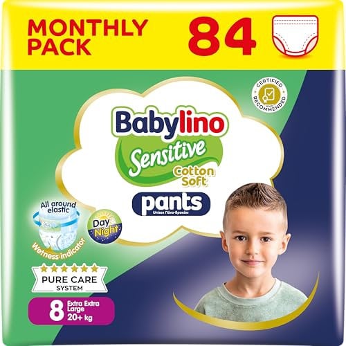 Babylino Sensitive Cotton Soft Windeln Größe 8, Pants XXL (20+ kg), 84 Stück