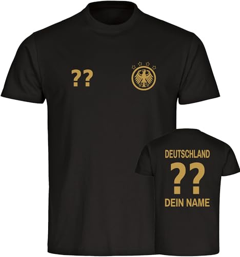multifanshop Herren T-Shirt - Deutschland - Adler Retro Trikot Name Gold