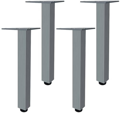 SZLXJMFL Gris, Lot de 4 Pieds de Meubles Pied de Table Ronds Réglable, Aluminum Alloy 6-40cm Socles Pieds Meuble Cuisine TV Commode Pieds pour Meuble de Salle de Bain Vis Inclus-37cm/14.6