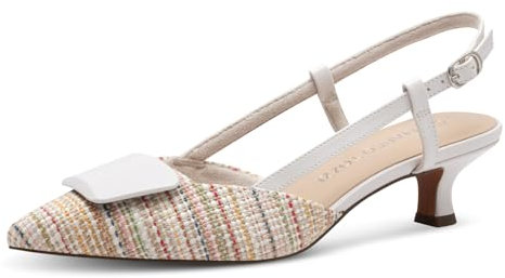 MARCO TOZZI Damen Slingpumps Spitz Elegant, Mehrfarbig (White Multi), 40 EU