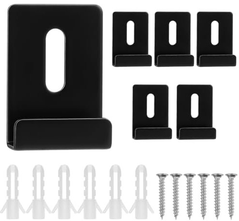 6 Pezzi Porta Specchio Nero Set Porta Specchio Pesante Accessori per Montaggio Specchio con Perni e Viti Porta Specchio da Parete in Metallo per Specchio da Bagno e da Camera