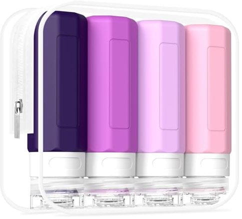 MateeyLife Travel Bottles for Toiletries, 3oz Tsa Approved Travel Size Containers, BPA Free Leak Proof Travel Essentials Containers, Refillable Travel Accessories for Shampoo Conditioner Purple