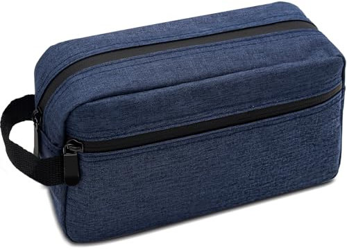 Trousse de Toilette Voyage 22 x 15 x 8 cm, Imperméable Trousse Toilette Homme, Organisateurs de Toilettes avec Poignée, Portable Toiletry Bag pour Rasoirs et Articles de Toilette (Bleu)