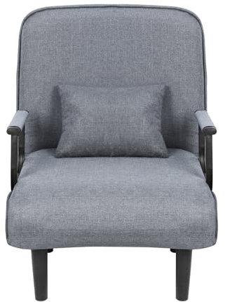 Makamsui Silla Cama 3 en 1 Convertible Con Respaldo Ajustable, Funda Con Cierre de Cremallera, Plegable Para Sala de Estar, Apartamentos, Oficina, Espacio Pequeño, Gris, 65 cm