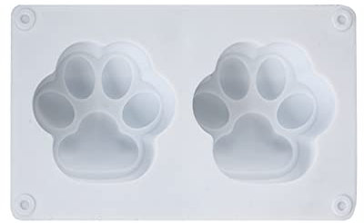 XINGLIDA Lindo molde de silicona con forma de huellas de gato para velas, 2 huecos para patas de gato, pudín de chocolate, galletas, molde de fundición de resina epoxi