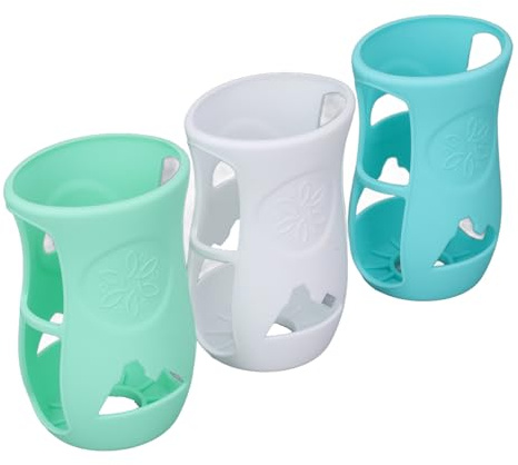 Manchon en Silicone Anti-Chute pour Biberon Verre 240ml avec Isolation Thermique et Protection Anti-Fuite Design Mignon pour Bébé