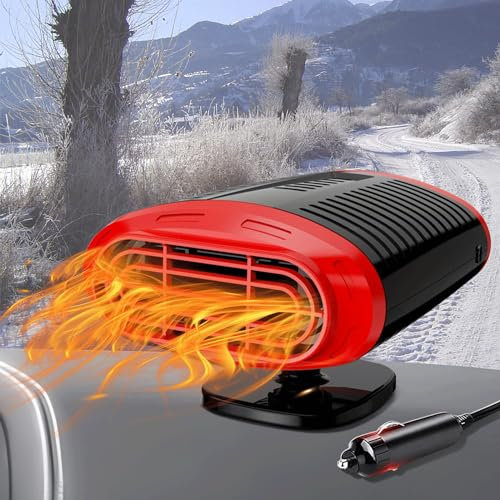 KQLHLHDYZ Riscaldatore portatile per auto, 12 V 150 W, riscaldatore portatile per auto, ventilatore portatile 2 in 1, per riscaldamento/raffreddamento con accendisigari per tutte le auto