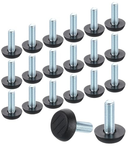 Uxcell 30Pcs Adjustable Furniture Feet, M8-25 Thread Galvanized Iron Screw Foot Levelers Screw on Furniture Glide Leveling for Table, Chair, Furniture Legs (Black)