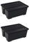 COSHANO Caja de almacenamiento pongotodo con tapa Plástica, herramientas, juguetes, ropa (PP reciclado) (36 Litros color negro con ruedas)