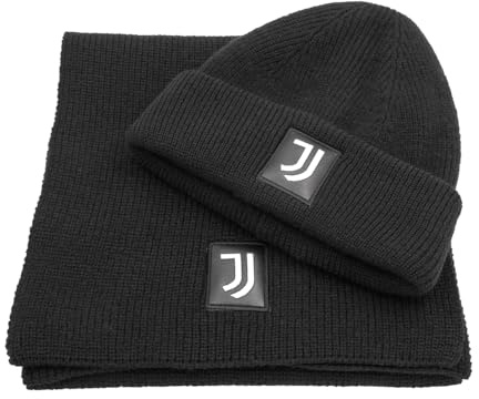 JUVENTUS 133555 Nero Geschenkset Schal und Mütze, Schwarz, Einheitsgröße