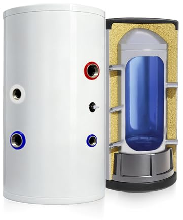 TECHGLOBE - Pufferspeicher aus Edelstahl - 6/4 Zoll Anschlüsse - mit 50 mm Isolierung - Boiler (50 L)