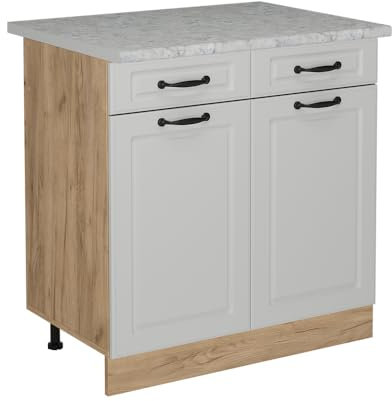 Vicco Mueble bajo de Cocina R-Line, Blanco casa de Campo, 80 cm ET Mármol
