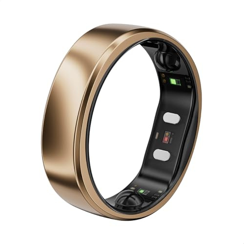 RingConn Gen 2 Air, Ultra-schmaler AI-Smart Ring, 10-Tage Akkulaufzeit, Schlaf/Stress/HR-Tracker, Smartringe für Herren & Männer, IP68 wasserdichtes, kompatibel mit iOS & Android (Dune Gold, 14)