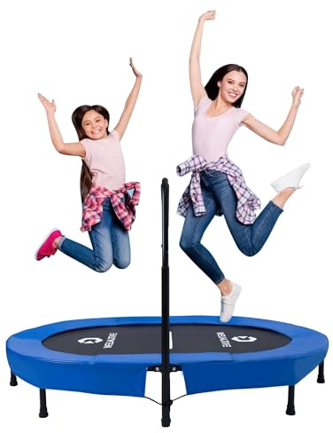 Welmotive Ovales Trampolin 92×142cm klappbar höhenverstellbarer Haltegriff geräuscharm bis 100 kg belastbar 40 Federn Fitness Training Diät Kinder Erwachsene Geschenk Geburtstag Weihnachten Königsblau