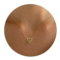 Tewiky Heart Necklace for Women Gold/Silver Pendant Choker Chain Clavicle | 14K gold plated,hypoallergenic,lightweight water-resistant.for daily wear & special events,lovely jewelry gift for ladies