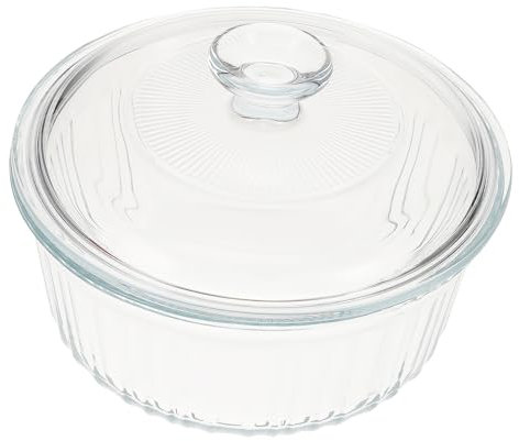 HOMOBABE Cacerola De Vidrio Redonda De Borosilicato Con Tapa Apta Para Horno y Cocina Para Sopas y Guisos Material Transparente y